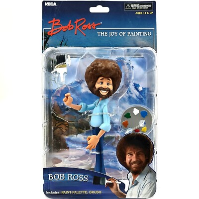 BOB ROSS FIGUR NECA THE JOY OF PAINTING TOONY PAINT BRUSH OVP NEU TV SAMMLER TOY