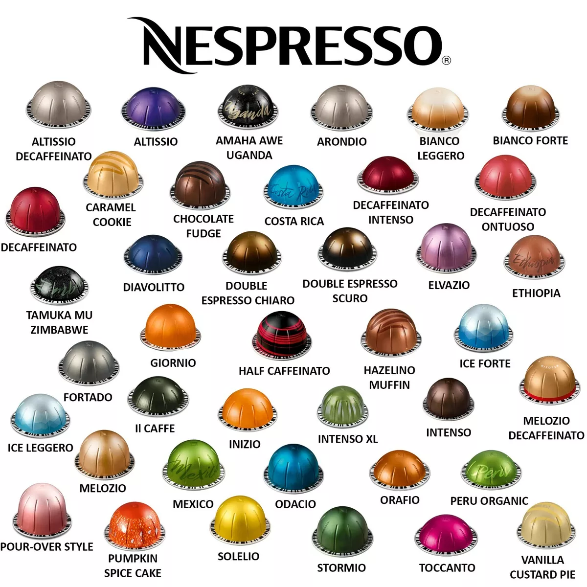 100 NESPRESSO VERTUOLINE CAPSULES COFFEE ESPRESSO Pods VERTUOPLUS DELUXE  Mix Lot