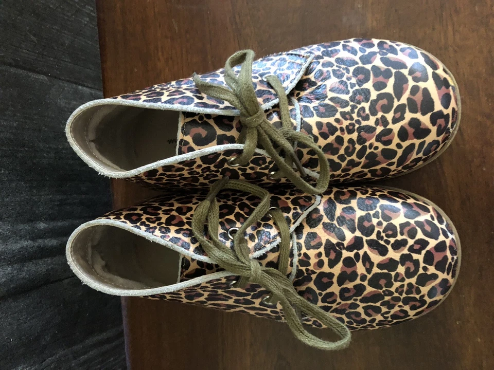 Mon Petit Shoes Hard Sole Oxford Leather Cheetah Print Toddler 10 - Image 3 of 4
