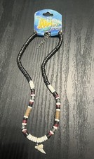 Resin Shark Tooth Resin Beads Pendant Surfer Necklace w/ Tag Genuine Shark Tooth