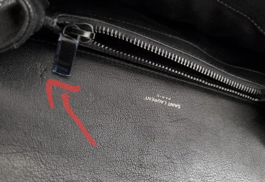 YSL Yves Saint Laurent medium college leather bag purse all black