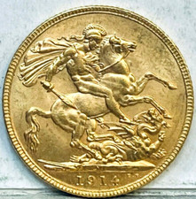 AUSTRALIA 1914 M MELBOURNE GOLD SOVEREIGN RARE KEY DATE LOW MINT NICE UNC #02