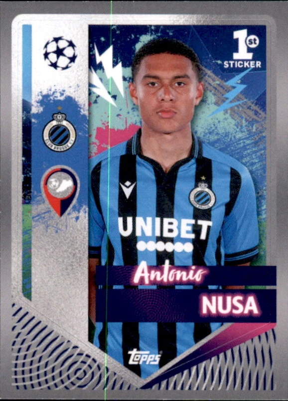 TOPPS Pegatina Champions League 22/23 166 Antonio Nusa (1ª pegatina) - Club Brujas