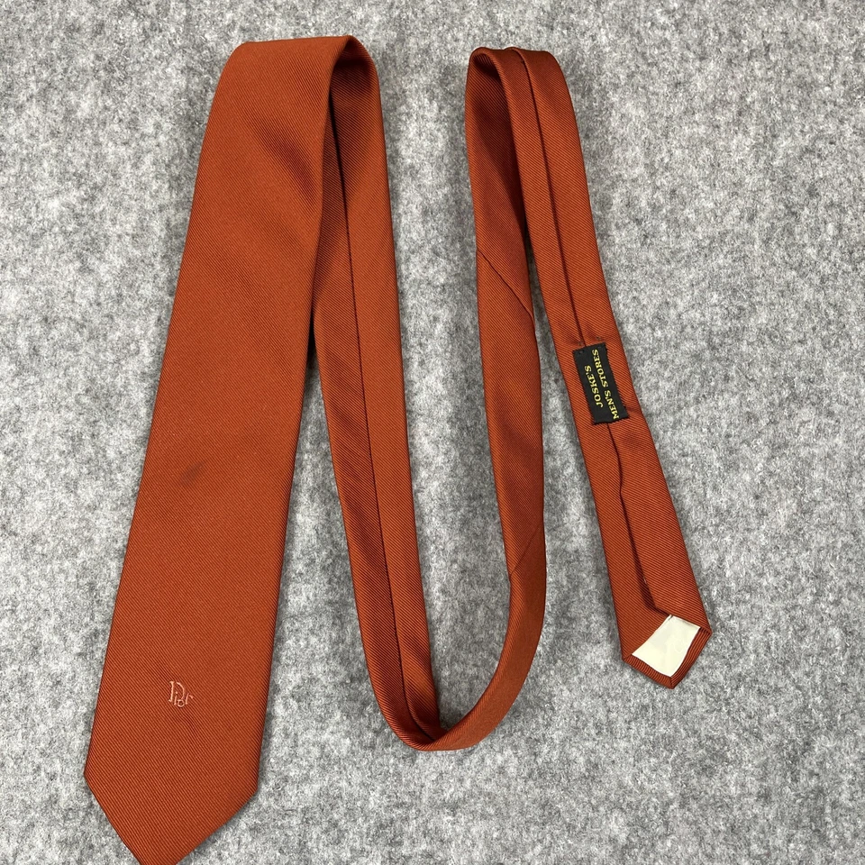 Corbata vintage Christian Dior naranja quemado mezcla de seda diseñador lujo *mancha Foto 2 de 4