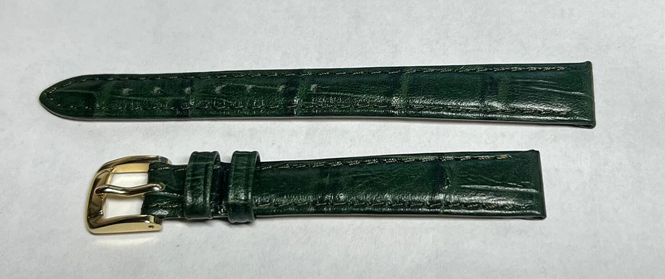 12MM DARK GREEN SPEIDEL GENUINE LEATHER WILD CROCO PATTERN WATCH BAND ! - Image 2 of 3