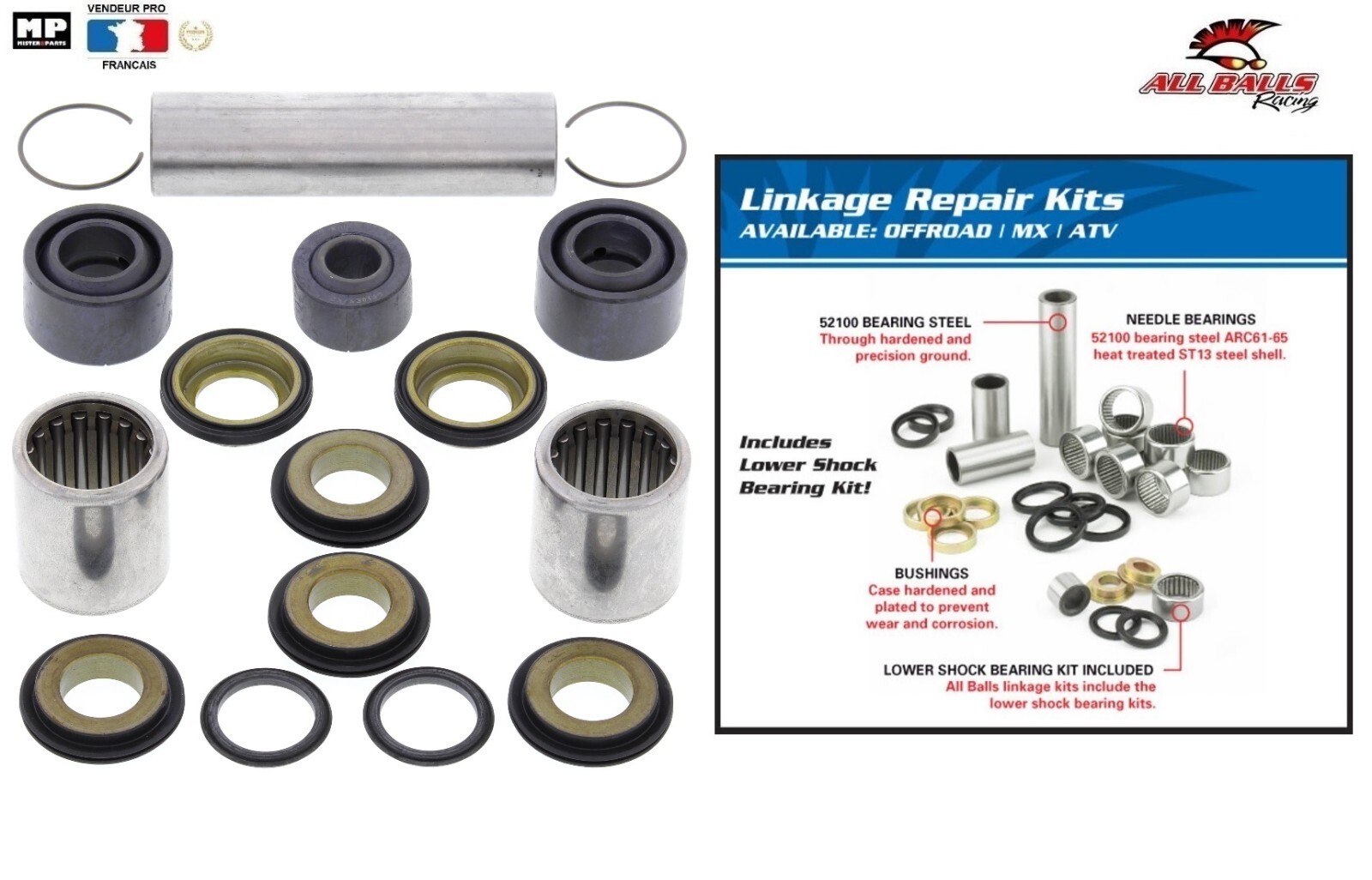 Kit roulement biellette 27-1106 pour éliminer le jeu de suspension sur Kawasaki KX 250 500 1985
