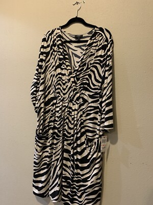alfani black and white dress NWT Alfani Black & White Zebra Print Womens Plus Size Knit Stretch Dress  Size 2X