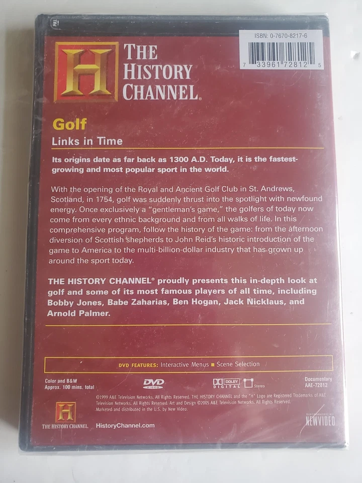 The History Channel - Golf Links In Time DVD Brand New Sealed 1999 A&E - Image 2 of 2