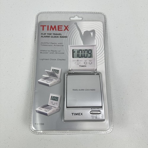 TIMEX Flip Top Travel Alarm Clock AM/FM Portable Radio Model T315S NEW