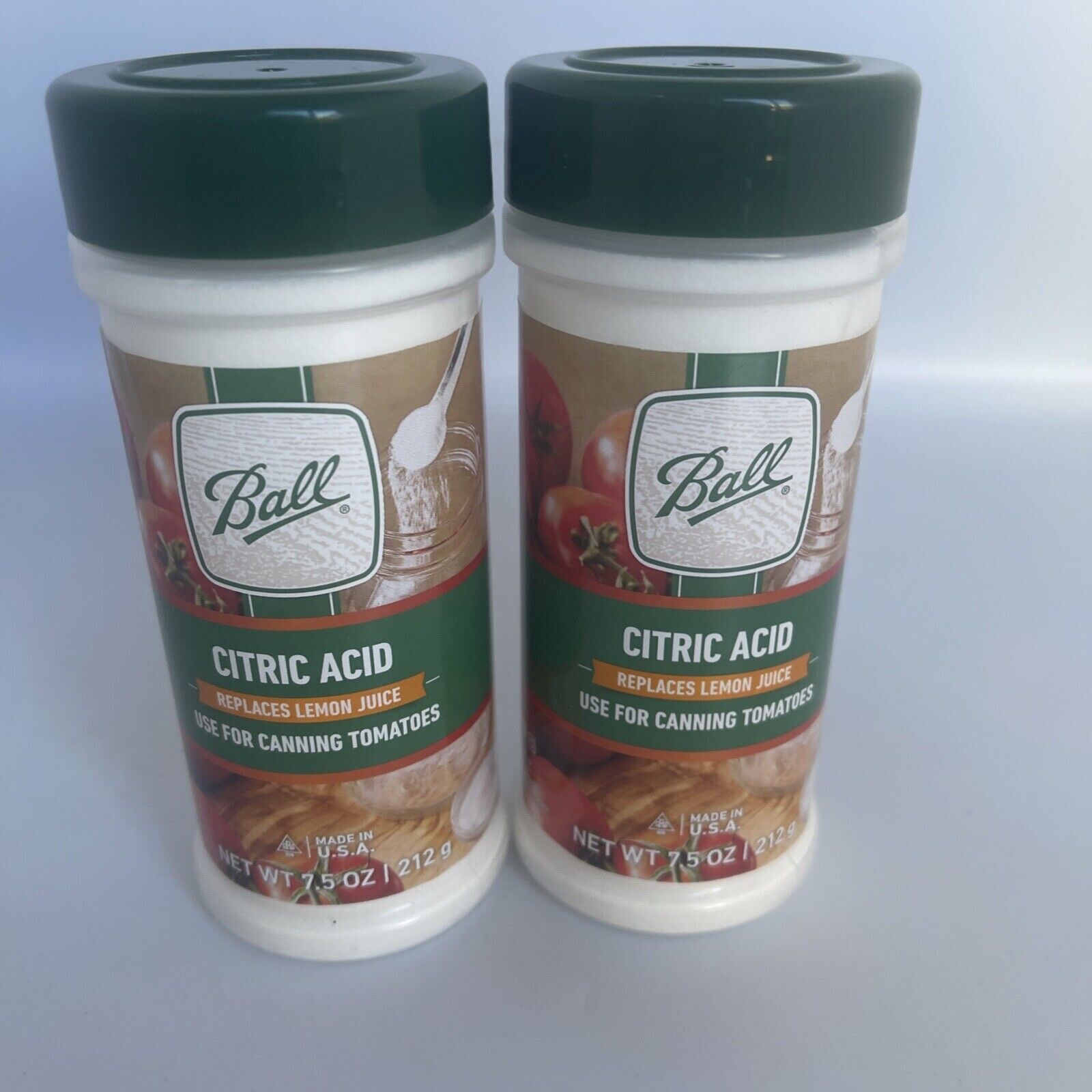Lot of 2 Ball citric acid 7.5 oz replaces lemon juice canning tomatoes