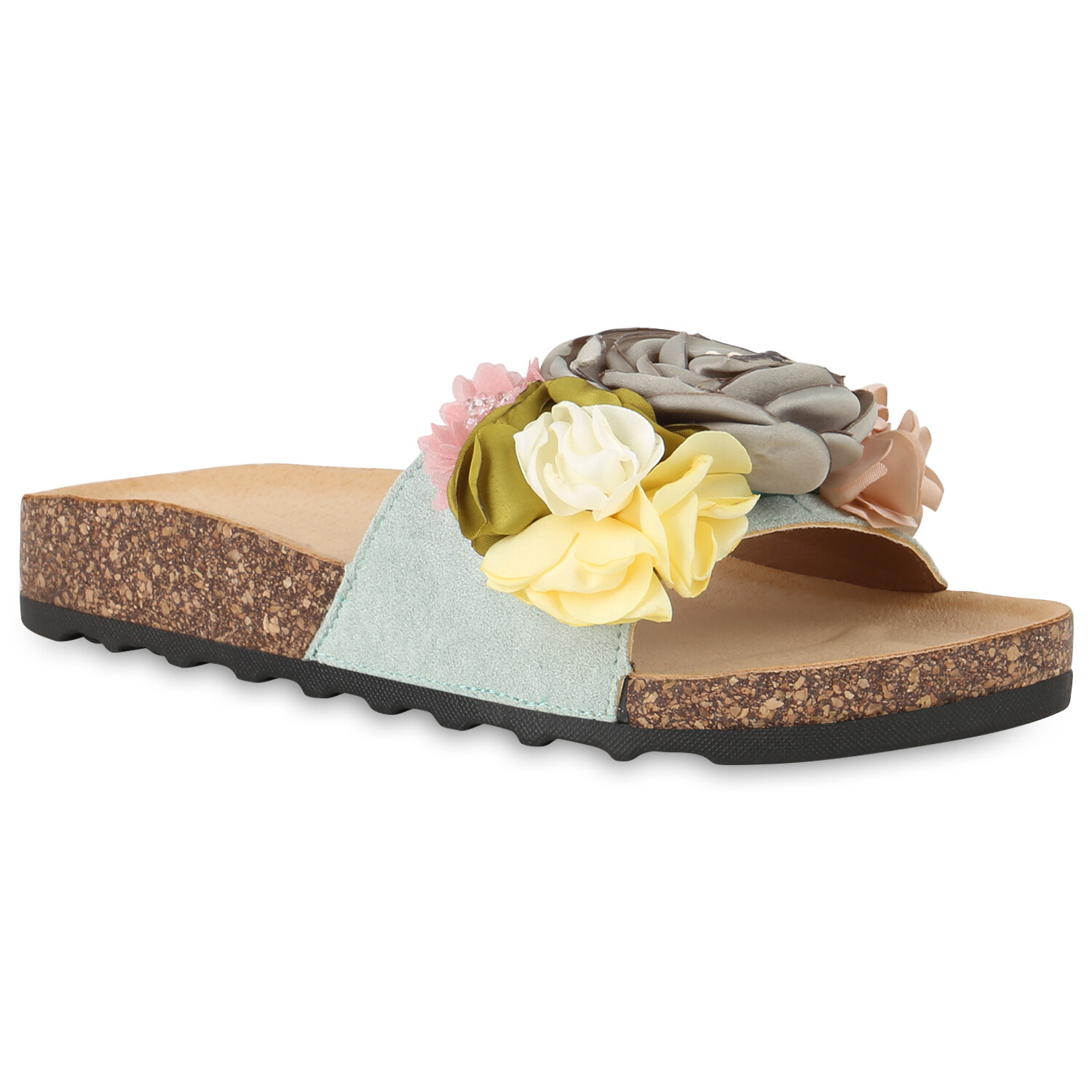 Dasongff Damen Pantoletten Mit Blumen-Design - Bohemian Sandalen Für Sommer Und Freizeit