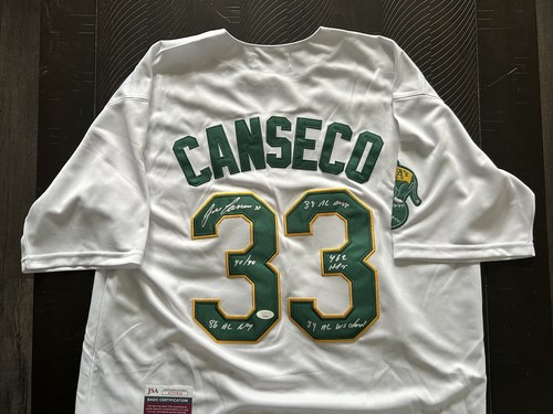 Jose Canseco Oakland A’s Signed Mitchell & Ness Jersey MLB JSA 5 Inscriptions - Picture 8 of 13