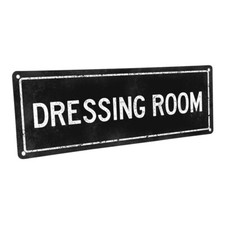 Black Dressing Room Metal Sign; Wall Decor for Bath and Laundry