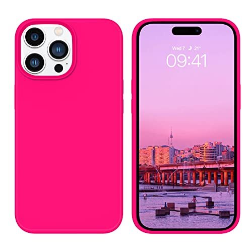 for iPhone 14 Pro Max Case, Soft Silicone Gel Rubber Bumper T026-Hot Pink - Picture 2 of 7