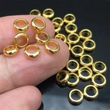 6MM Gold/Silver Stainless Steel Round Big Hole Beads DIY Jewelry Accessories