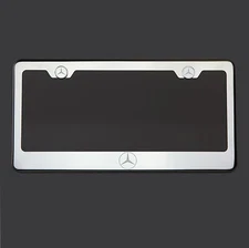 Mirror Chrome Mercedes Benz Logo Laser Etched StainlessSteel License Plate Frame