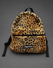 Supreme Backpack Leopard Fleece Sherpa Brown Cheetah Fur Box Logo New In Bag