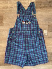 Vintage Y2K Mickey Mouse Plaid Purple Overalls Woman  s M Mickey Unlimited - NEW