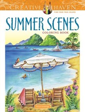 Creative Haven Summer Scenes Coloring Book Adult one size, White