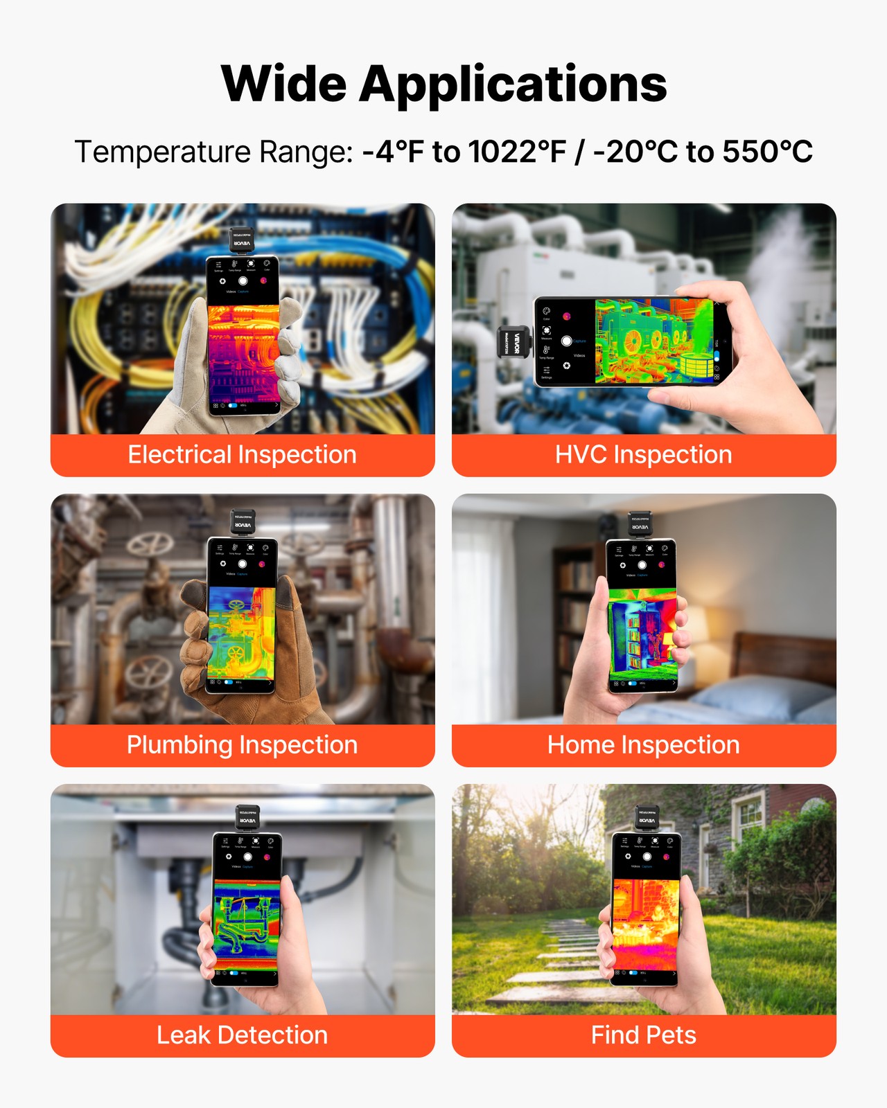 Caméra thermique VEVOR Android super résolution 512x384 infrarouge USB-C - 3