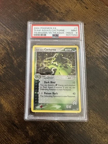 Pokémon TCG Team Aqua's Cacturne Card 1/95 PSA 9 Holo Mint