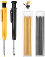 MECHEER 2 Pack Carpenter Pencils 1 Count 1 (Pack of 2), Black, Yellow