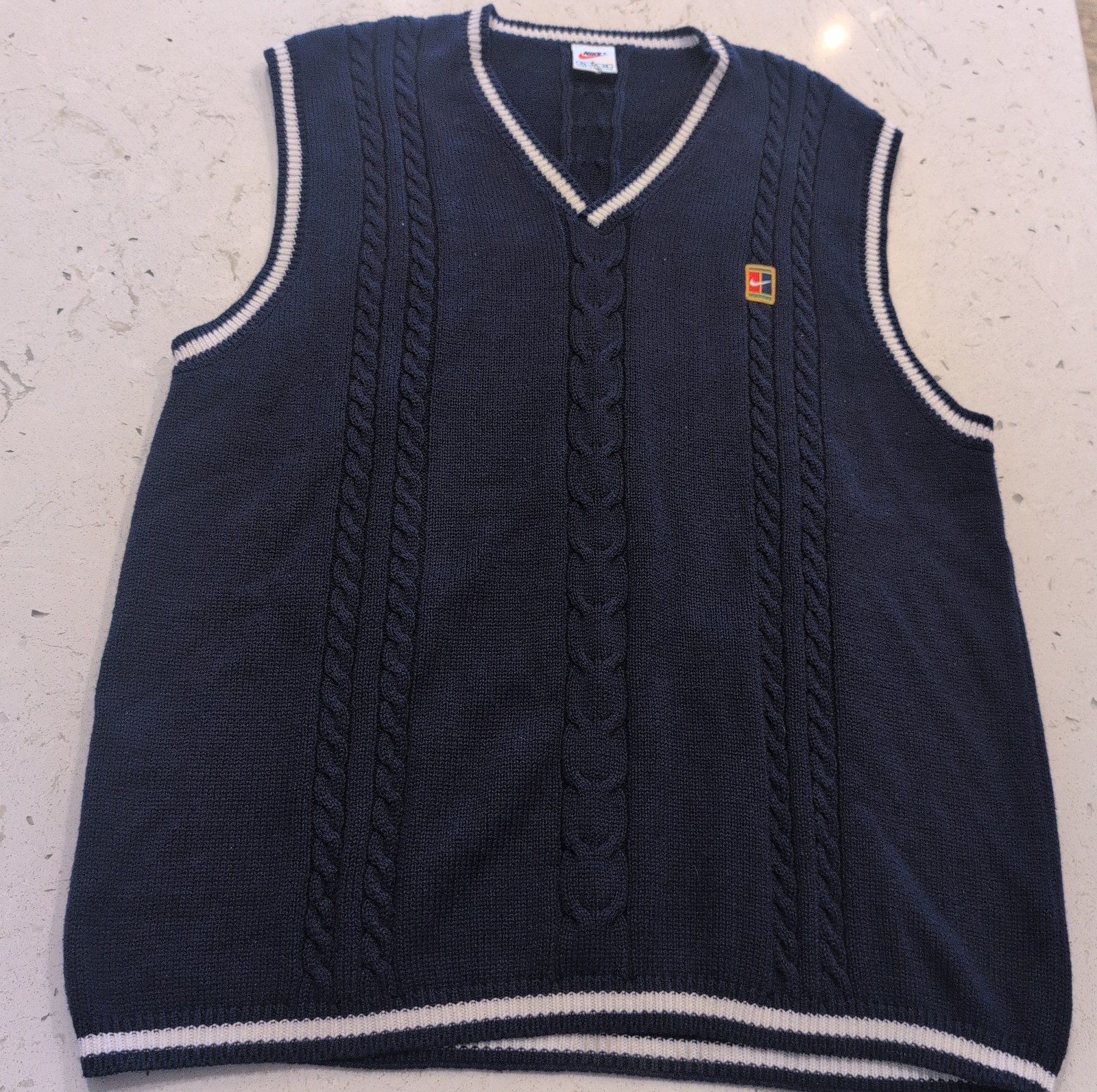 Vintage 90s Nike Challenge Court Cable Knit Tennis Sweater Vest RARE Alcaraz XL