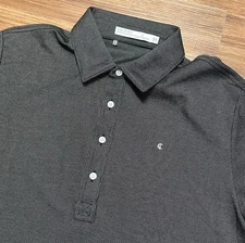 Criquet Range Grey Jacquard Long Sleeve Golf Casual Preppy Polo Shirt Sz L