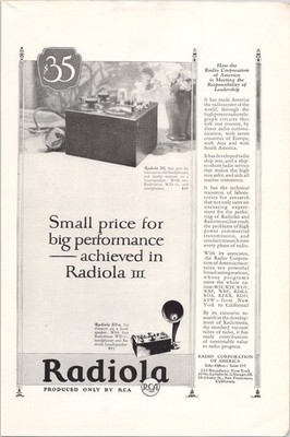 RCA Radiola III Vintage 1925 Print Ad Radio Small Price Big Performance