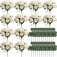 Peony Artificial Flowers, Faux Peonies Hydrangea Eucalyptus Bouquet 12 Packs ...