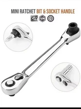 1/4" Mini Ratchet Wrench Driver Socket and Screwdriver Bit Double Headed Wrench