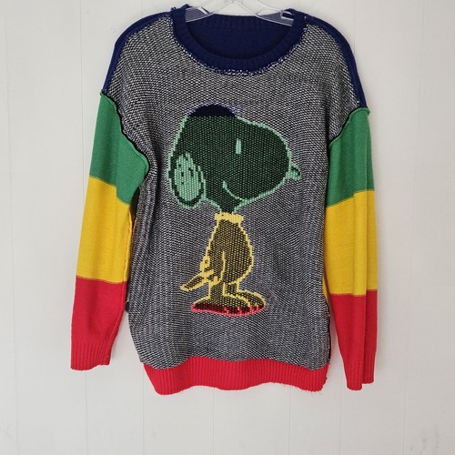 Peanuts Snoopy Unisex-Pullover bunt Regenbogenstreifen Rundhalsausschnitt Größe Large - Bild 6 von 9