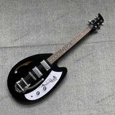 Clearance Semi-hollow Body Electric Guitar Stainless Rounded Fret Edge Black US