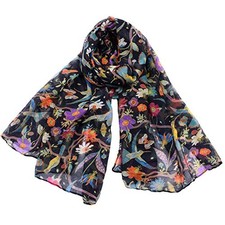 Women's Cotton Scarves Lady Light Soft Fashion Solid Scarf Wrap Z-bird Black