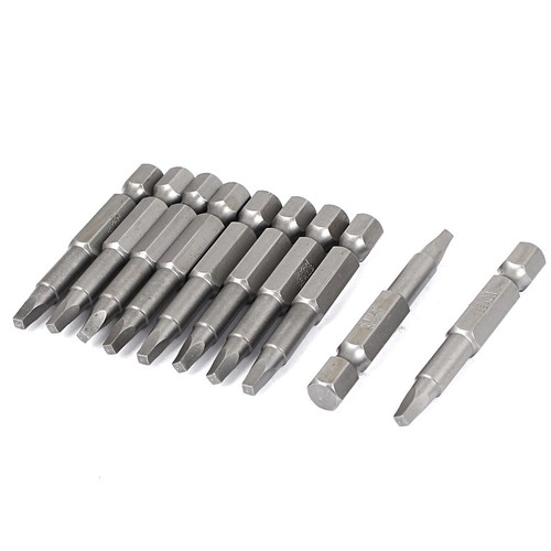 1/4" Hex Shank 50mm Long S1 2.5mm Square Tip Magnetic screwdriver Bits 10 Pcs