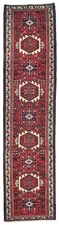Handmade Red Geometric Tribal Style Oriental Runner Rug Hallway Carpet 2'4X10 ft