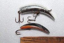 Vintage Lot of 2 Helin Flatfish Lures. Chrome SPS & a F7. COMB SHIP