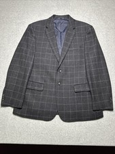 Jos A Bank 1905 Brrr Comfort Men 46R Tailored Fit Blazer Gray Windowpane Wool