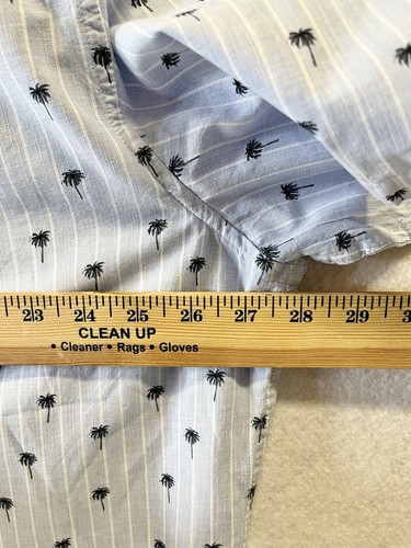 Polo Button Down Shirt Men Size 3XL Blue palm tree embr Short Sleeve - 177 - Picture 4 of 5