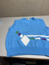 Vintage Izod Club Blue Sweater Vest Size XL 1980's