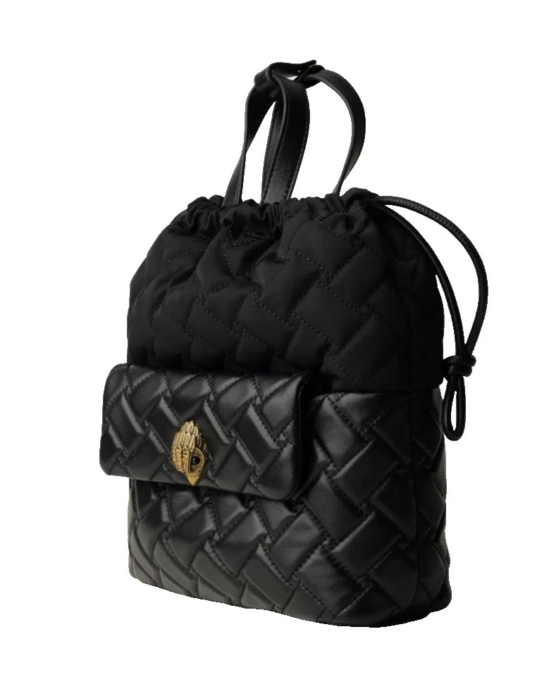 Kurt Geiger London Quilted String Leather Backpack Black NWT  display picture 3