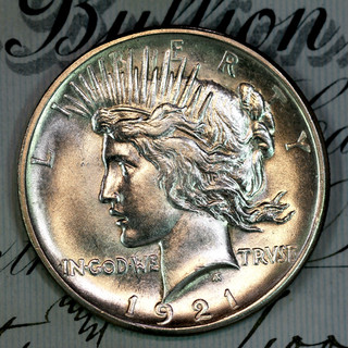 1921 P PRISTINE GEM BU MS PEACE SILVER DOLLAR FROM ORIGINAL COLLECTION