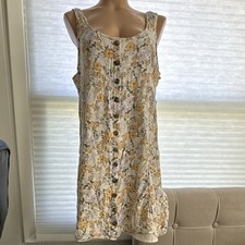 Universal Thread White Yellow Sleeveless Floral Button-Front Mini Dress M