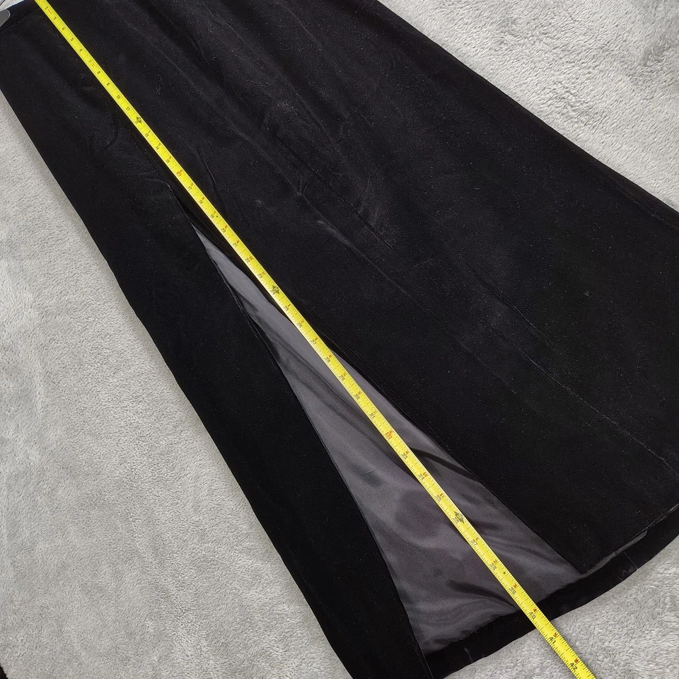 Maxi FALDA De Colección OLEG CASSINI Talla 10 Terciopelo Forrada Negra Abertura Frontal Hecha en EE. UU. Gótica Foto 3 de 4