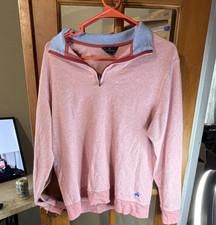 Brooks Brothers Pink Blue 1/4 Zip Knit Pullover Sweatshirt Mock Neck Men's M307