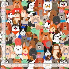 Animal Fabric Packed Cartoon Dogs Multi Timeless Treasures YARD