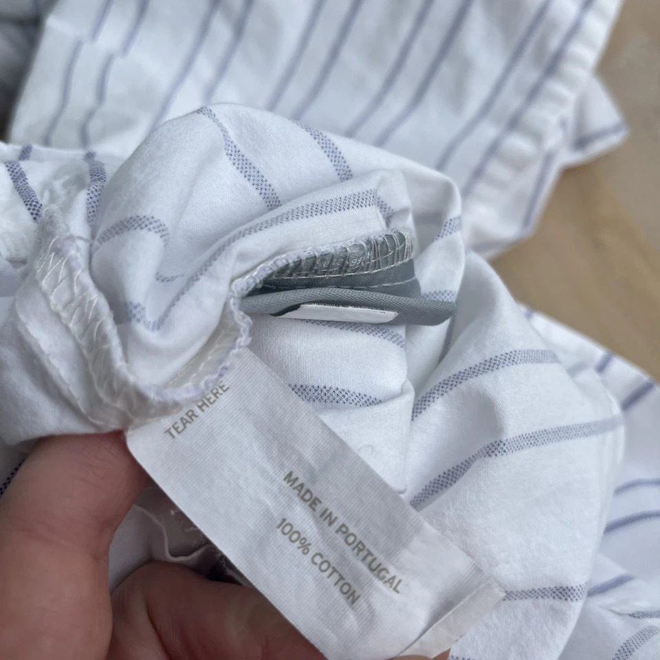 Juego de sábanas ajustables Lands End Home Queen de algodón a rayas: 3 estuches. Azul Blanco Foto 4 de 4