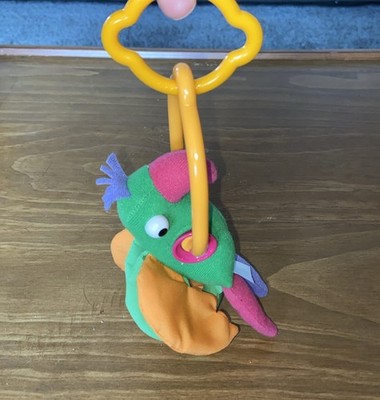 Tiny Love Plush Hanging Bird Parrot Rattle Crinkle Green Pink Purple