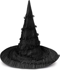 Halloween Black Witch Hat for Adult Women Costume Accessory Party Fancy Dress