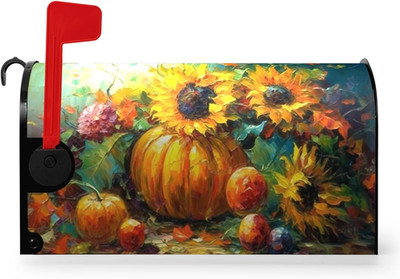 Fall Thanksgiving Magnetic Mailbox Cover Harvest Pumpkin Mailbox Wraps Waterproo